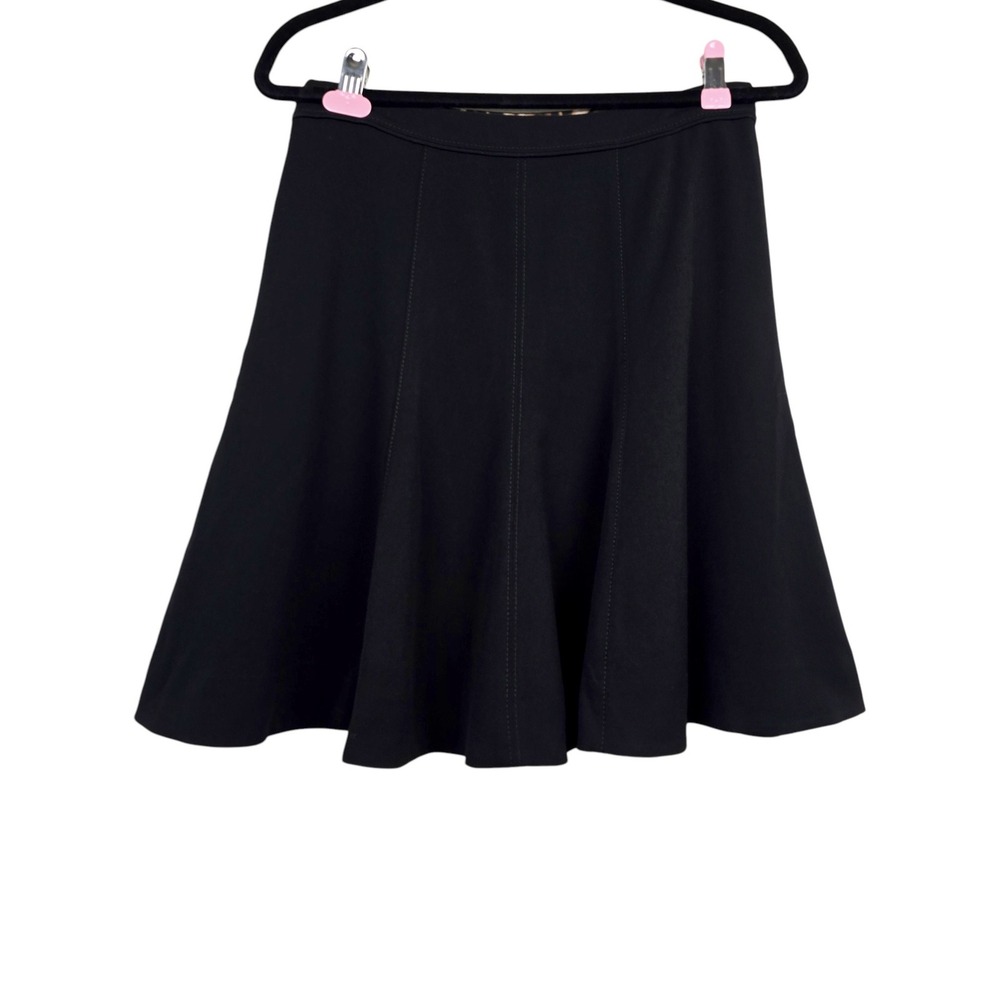 White House Black Market Womens Black Flared Mini Skirt Size 4 NWOT